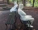 Three People on Four Benches